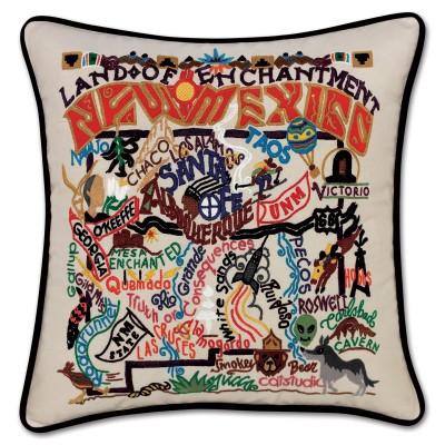 New Mexico Hand Embroidered CatStudio Pillow