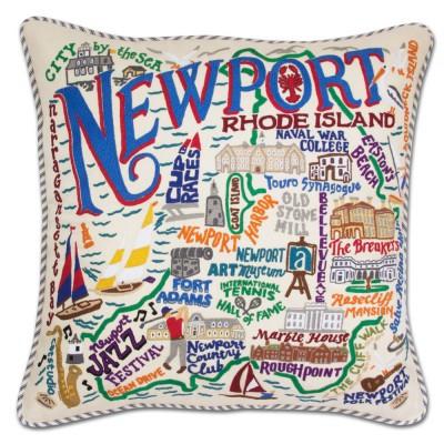 Newport Hand Embroidered CatStudio Pillow