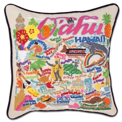 Oahu Hand Embroidered CatStudio Pillow