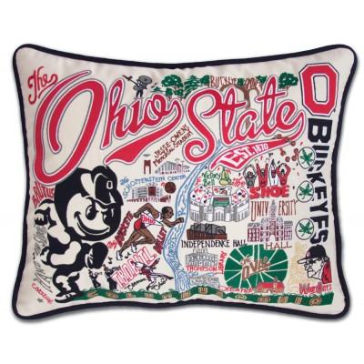 Ohio State Hand Embroidered CatStudio Pillow
