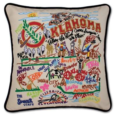 Oklahoma Hand Embroidered CatStudio Pillow
