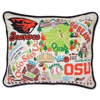 Oregon State Hand Embroidered CatStudio Pillow