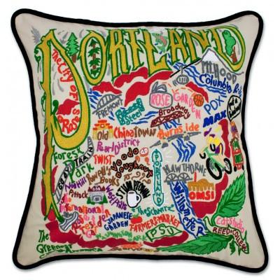 Portland Hand Embroidered CatStudio Pillow