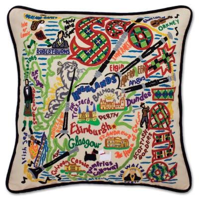 Scotland Hand Embroidered CatStudio Pillow