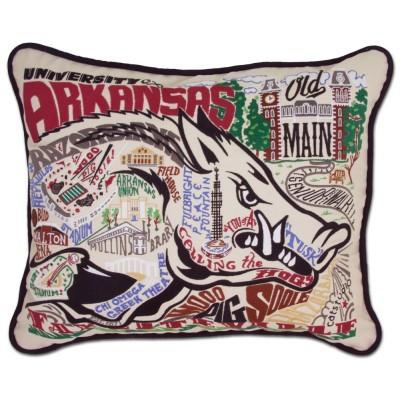 Arkansas University Hand Embroidered CatStudio Pillow
