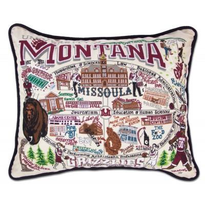 Montana University Hand Embroidered CatStudio Pillow