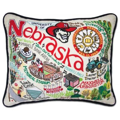 Nebraska University Hand Embroidered CatStudio Pillow