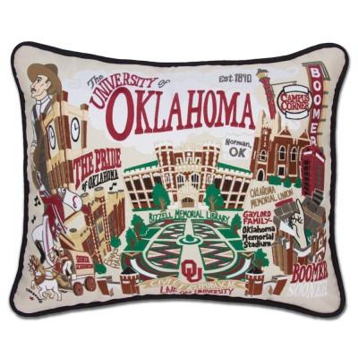 Oklahoma University Hand Embroidered CatStudio Pillow