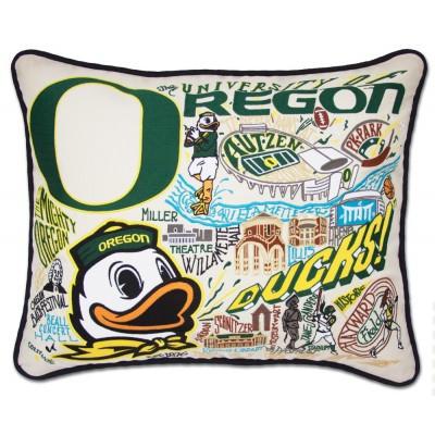 Oregon University Hand Embroidered CatStudio Pillow