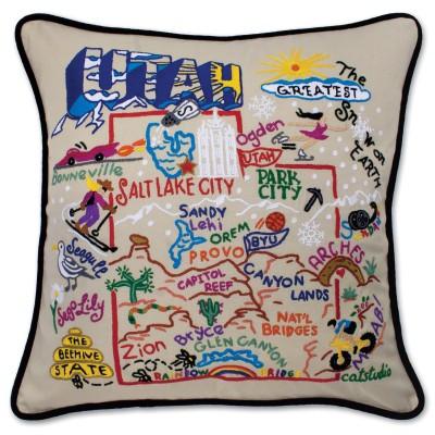 Utah Hand Embroidered CatStudio Pillow