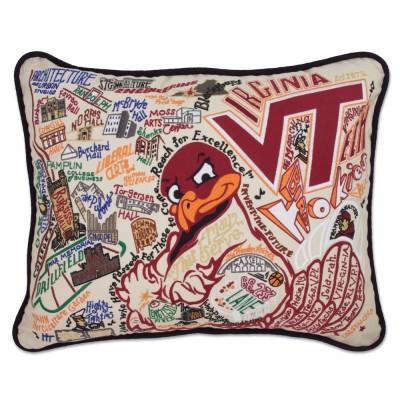 Virginia Tech Hand Embroidered CatStudio Pillow
