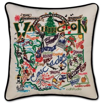 Washington Hand Embroidered CatStudio Pillow