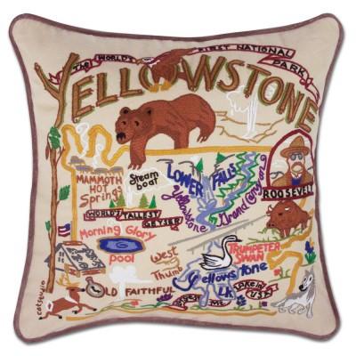 Yellowstone Hand Embroidered CatStudio Pillow